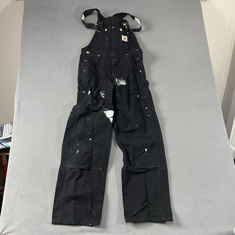 Carhartt Overalls Men’s 30X30 Black Duck Canvas Double Knee Bibs Workwear